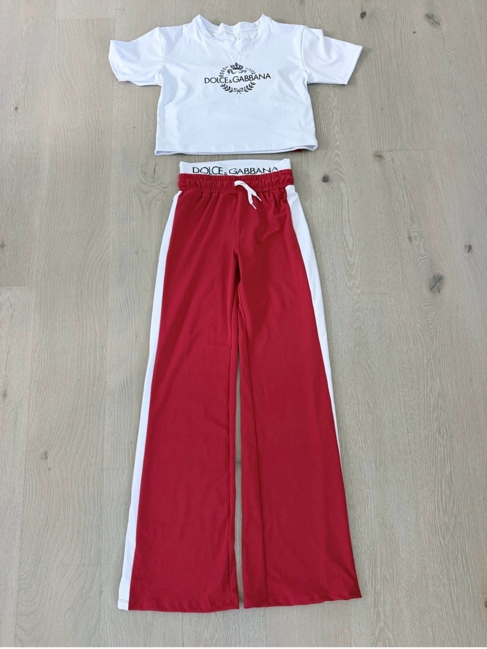 Three Piece Matching Set Logo Tee and Matching top and wide leg pants size S - Picture 4 of 6